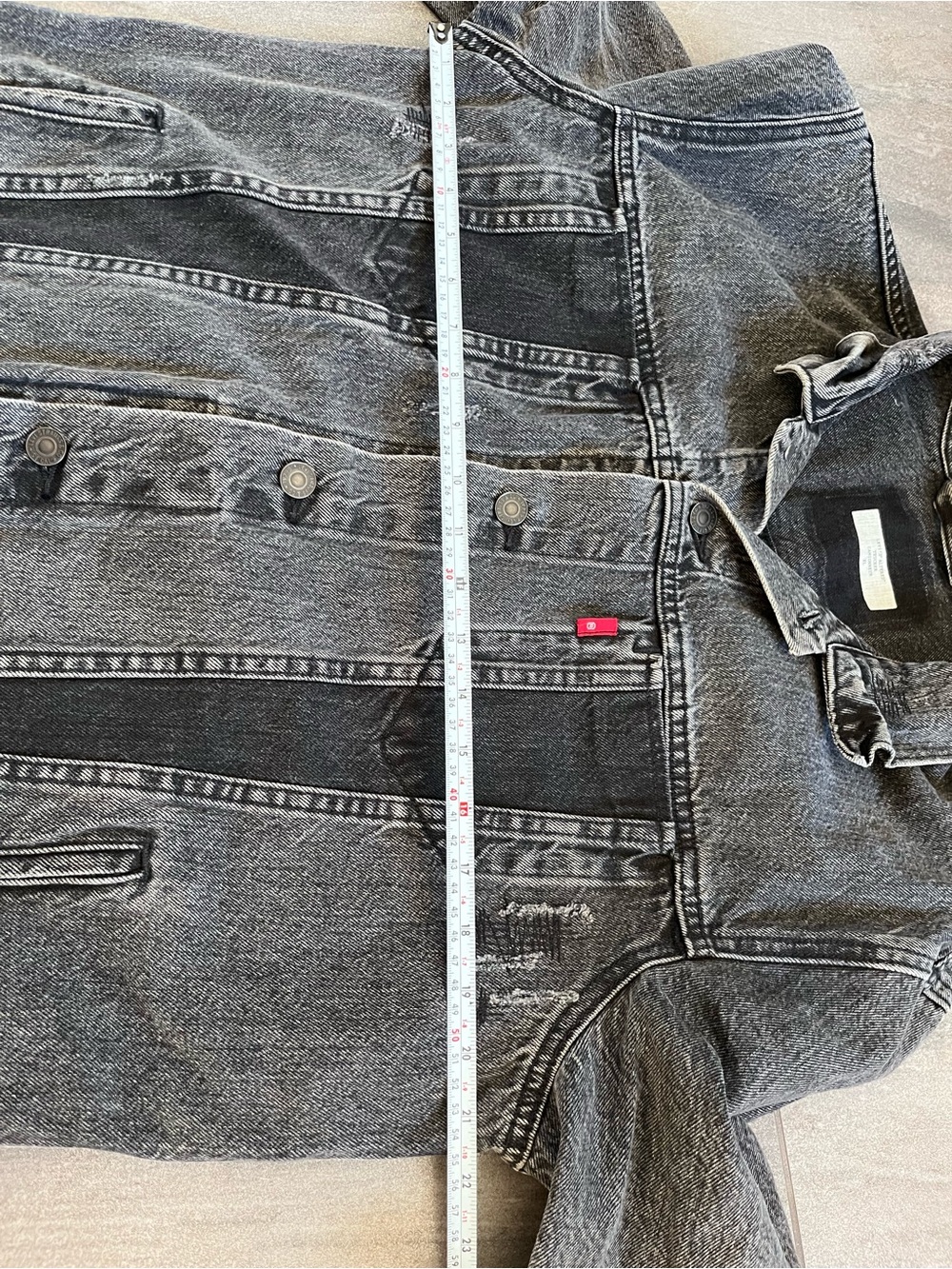 Levi's Men's XL Altered Trucker Denim Jacket Black / Washed Grey Jean Jacket - Picture 7 of 13